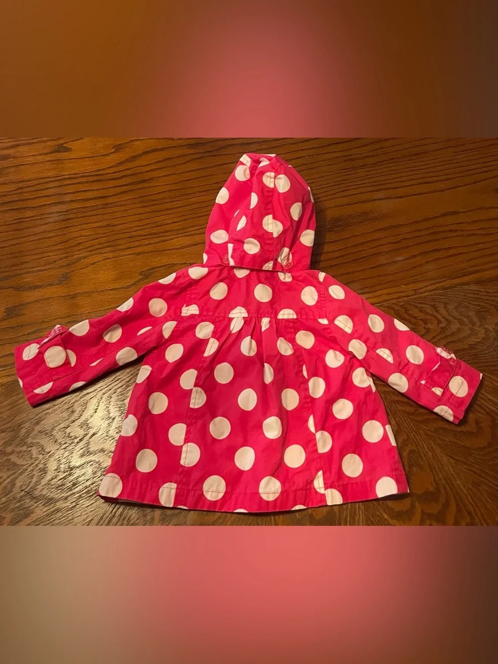 The Children's Place Hot Pink Polka Dot Hooded Jacket- Size 6-9 months